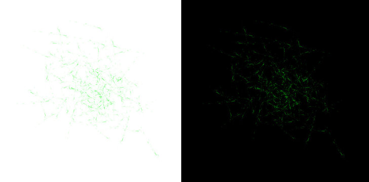 Vibrant green energy sparks scattered across transparent surface provide magical radioactive glow effect for game asset.