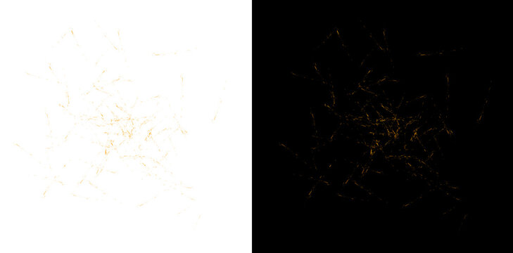 Abstract golden light dust particles on black background creating a shimmering festive overlay texture for design element.