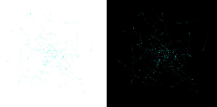 Abstract blue light dust particles on black background creating a shimmering festive overlay texture for design element.