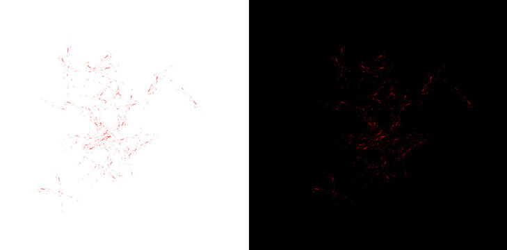 Abstract red light dust particles on black background creating a shimmering festive overlay texture for design element.