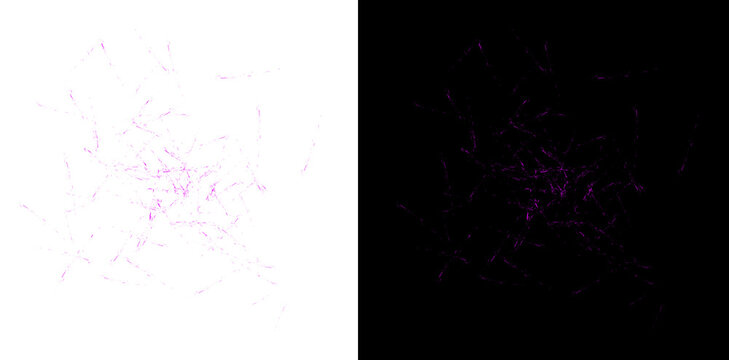 Abstract purple light dust particles on black background creating a shimmering festive overlay texture for design element.
