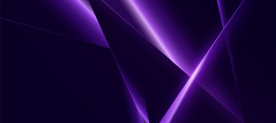 Obraz premium Abstract Dark Purple Geometric Background with Glowing Neon Lines