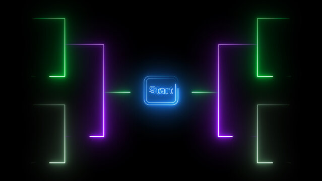 Illuminated tournament bracket organizes sports gaming playoff ladders. Bold tournament bracket initiates matches. Modern tournament bracket graphic for sports media.