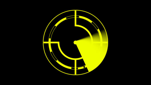 Tactical radar screen tracks moving target reticules across dark grid. Advanced radar screen visualizes telemetry data. Modern radar screen graphic for scifi videos.