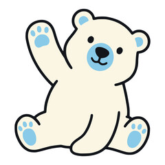 Fototapeta premium cartoon cute polar bear say hi wave hand wild animal flat color vector illustration template design