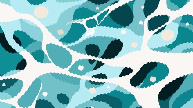 Abstract Organic Flowing Waves Pattern in Teal and White