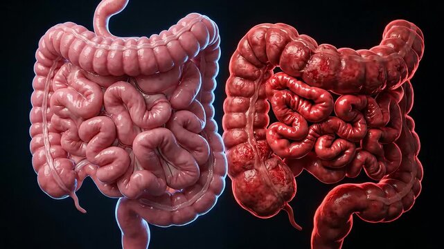 Comparison of Healthy Intestines and Inflamed Gastrointestinal Tract with Crohn's Disease