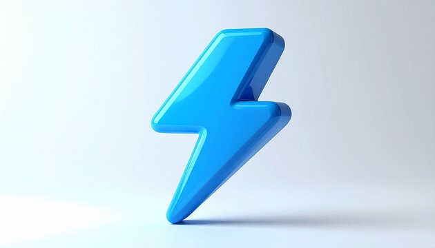 Bright Glossy Lightning Bolt Shape Isolated on Pure White