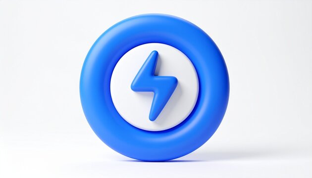 Rounded Electric Blue Bolt 3D Illustration with Smooth Glossy Texture