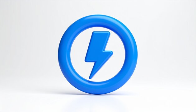 Bold Shiny Blue Lightning Graphic Element in Minimal 3D Style