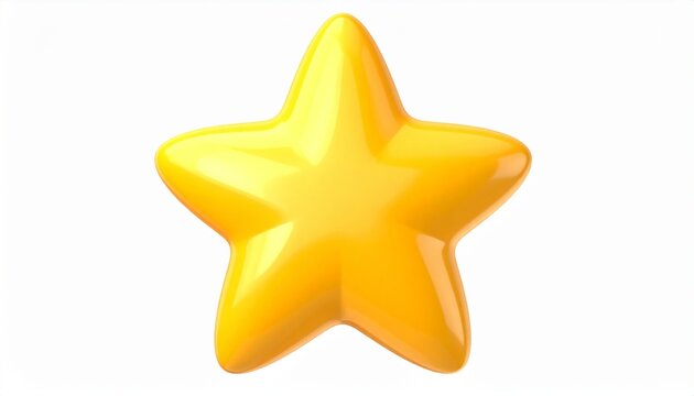 Vibrant Yellow Star Object with Soft 3D Inflated Appearance