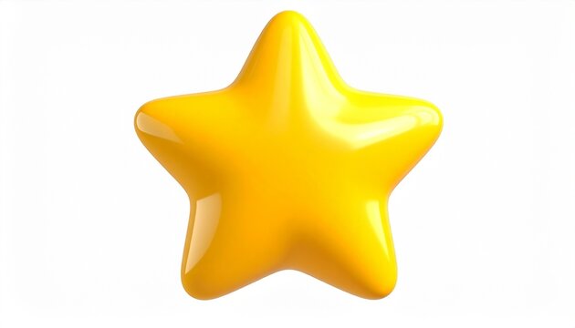 Rounded Golden Star 3D Illustration with Smooth Glossy Texture