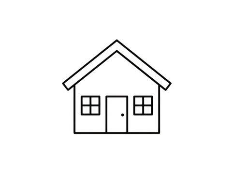 Small house residential building outline isolated on transparent background