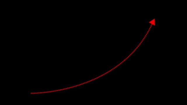 4k Long dotted line arrow animation to indicate an object. Dotted Line Arrow Tracing Curve Motion Graphic Loop
