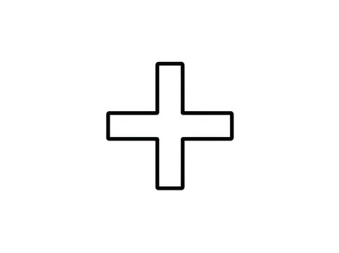 Simple medical plus symbol icon isolated on transparent background