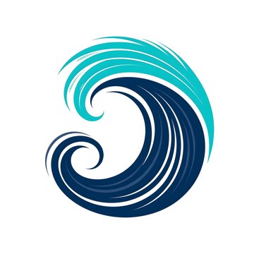 Elegant Tsunami Ocean Wave Logo Icon with Smooth Flowing Vector Lines and Curling Wave Shape Isolated on White Background Vector Art