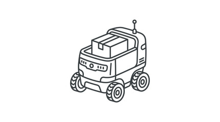 Fototapeta premium Autonomous delivery robot carrying cardboard box package icon