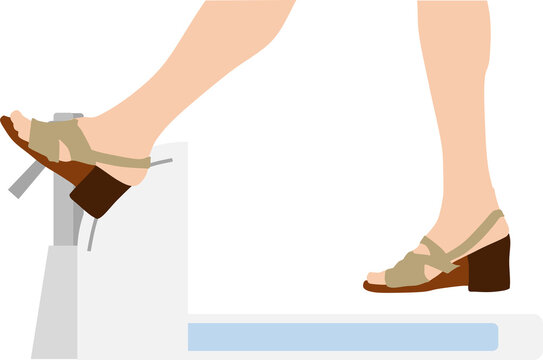 トイレに行く女性のイラスト