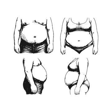 Hand Drawn Fat Cells Sketch Set