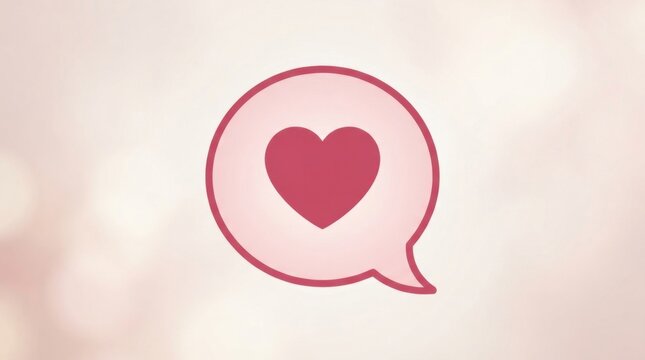 Pink speech bubble icon with a red heart symbol inside