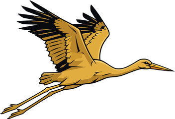 Fototapeta premium A stylized illustration of a crane bird in flight.