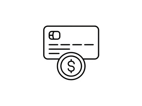 Credit card with dollar coin icon isolated on transparent background