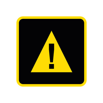 A professional square black and yellow warning sign featuring an exclamation mark inside a triangle, highlighting critical safety alerts, hazard notices, and vital control vector elements.