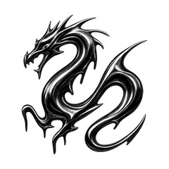 Fototapeta premium PNG Fierce metallic dragon silhouette
