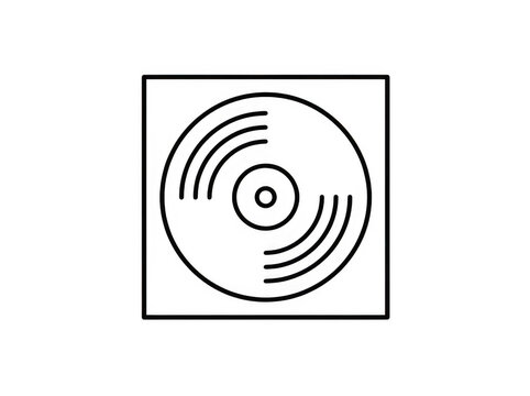Minimalist vinyl record icon isolated on transparent background