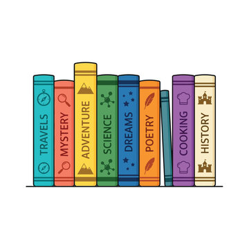 Colorful Educational Books Collection on Bookshelf