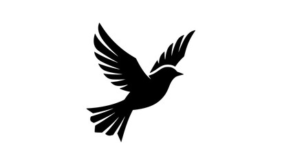 Obraz premium Flying Bird Upward Silhouette Vector Logo Icon Minimal Wildlife Emblem