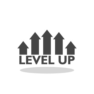 Level up arrow sign icon with shadow