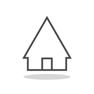 Simple house line sign icon with shadow