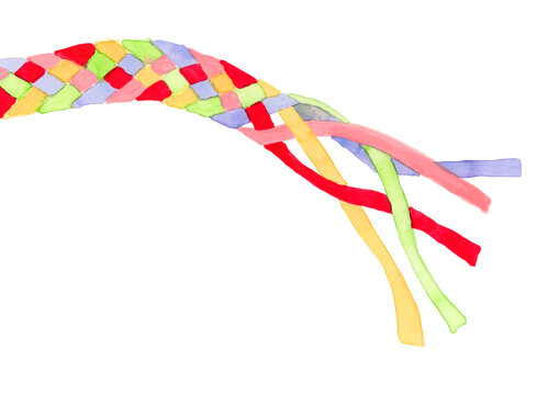 A colorful watercolor braid illustrates teamwork and connection