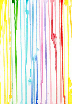 Colorful dripping watercolor pattern on white background