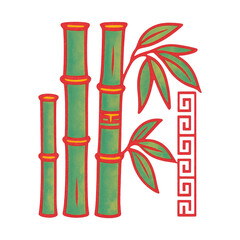 Obraz premium PNG Vibrant bamboo with decorative pattern.