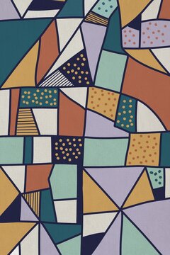 The colorful geometric pattern features abstract art and texture