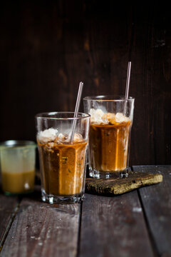 Vietnamese iced coffee with strong coffee, sweetened condensed milk, ice