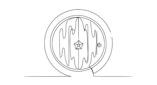 Round Hobbit Door Line Art Isolated