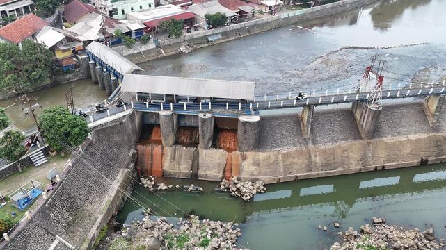 aerial, agriculture, bendungan katulampa, bogor, bogor timur, ciliwung river, concrete, conservation, dam, disaster mitigation, disaster prevention, drainage, drone, dutch architecture, early warning 