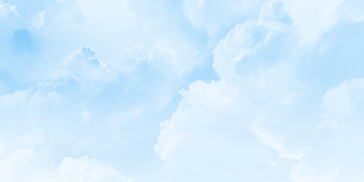 Beautiful Blue Sky and White Cloud Background. Dramatic White Cloud Formation Against Blue Sky. Vector Design.