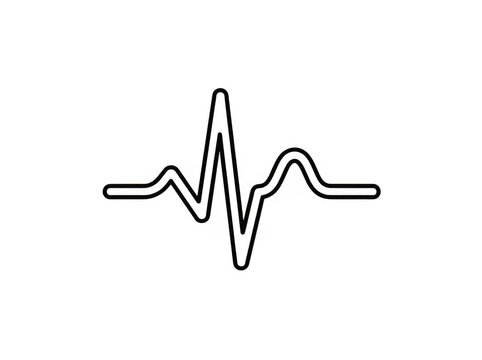 Heartbeat pulse wave icon isolated on transparent background for medical