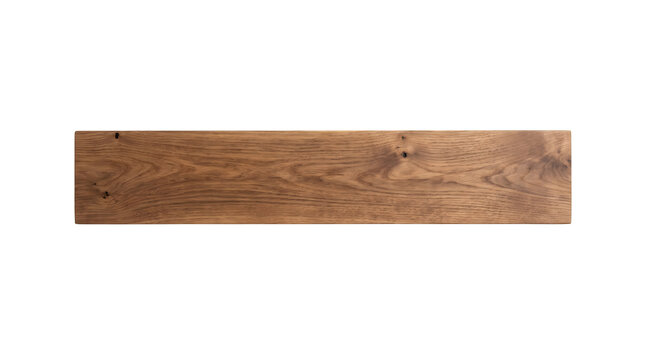 Single piece of natural rustic brown wooden plank isolated on transparent background