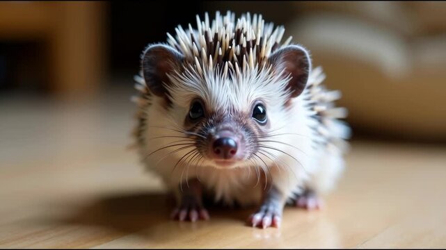 A small hedge sitting on top of a wooden floor