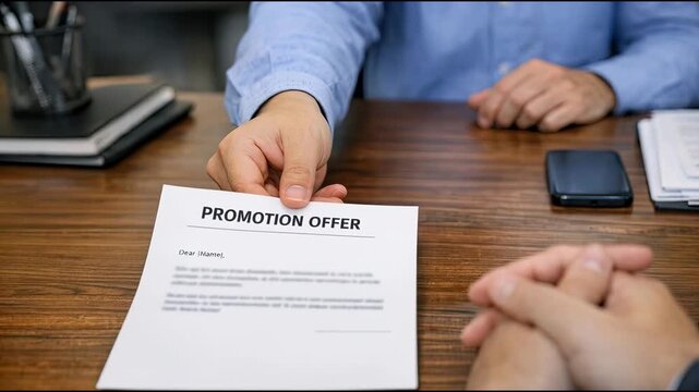 A person holding a promotional offer on paper, ideal for advertising or marketing use