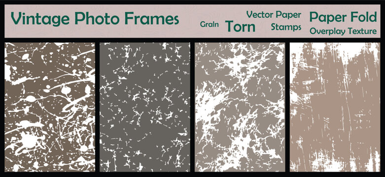 Detailed Collection of Retro Photo Borders, Grunge Grain Effects, and Abstract Overplay Patterns for Creative Design Projects
