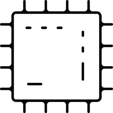 Computer microchip processor integrated circuit component icon for technology hardware with microchip