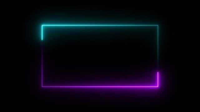Animation of glowing neon rectangles abstract background. abstract glowing blue neon rectangle border frame.4k animation video