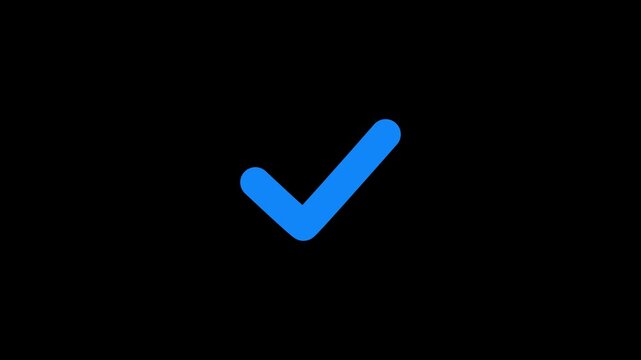 tick mark icon animation glowing neon check mark and tick animated sign symbol on black background. check mark icon animation.4K video