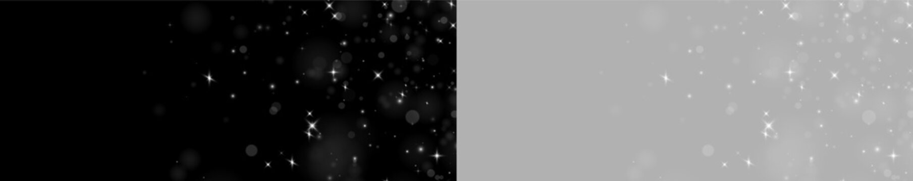 Tiny white twinkling stars sparkle against a pitch black background. The stars vary in size and brightness with a soft glow around some clusters. This effect is ideal for cosmic, festive.